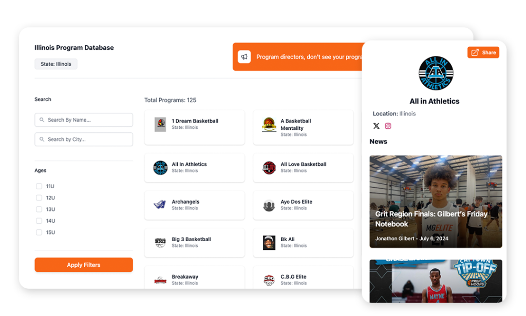 Promote your program with our Club Database.